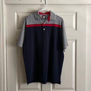 Footjoy red white and blue themed men’s golf shirt size medium.
